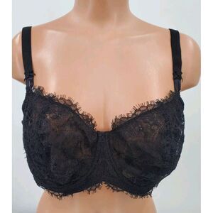 Victoria's Secret Dream Angels Push Up Without Padding Bra Black Lace Sheer 42D